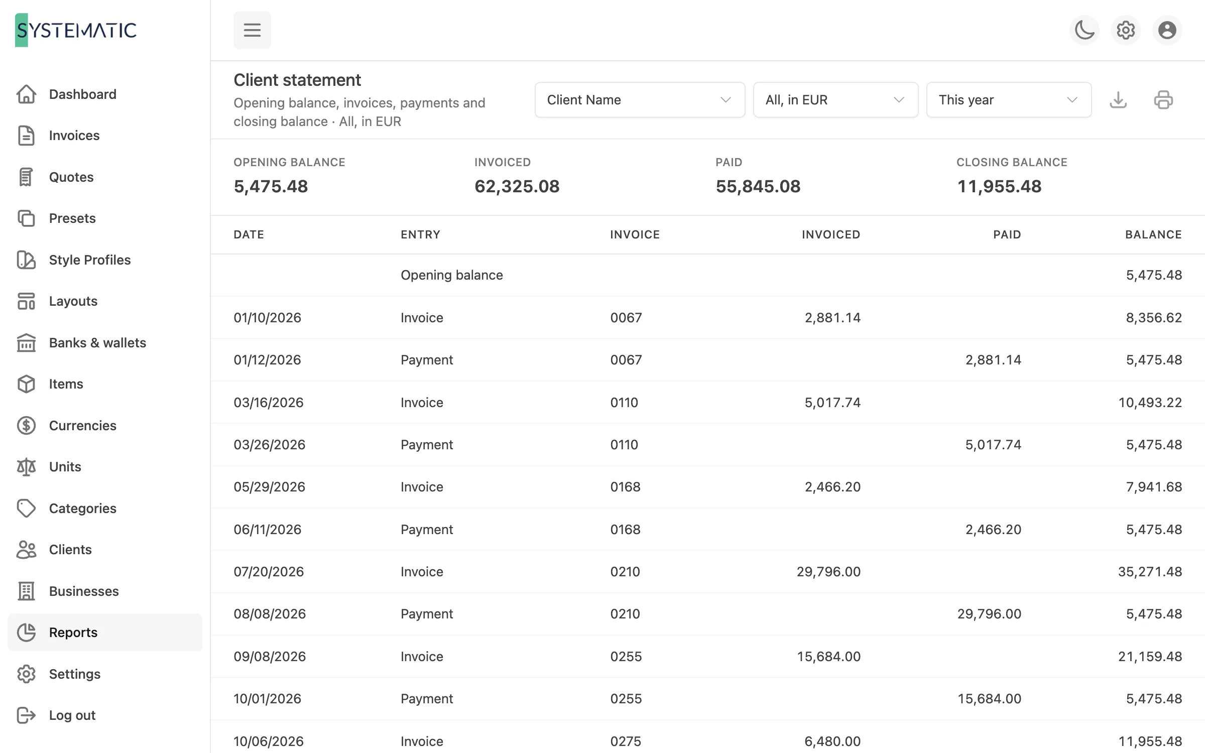 Every client’s account, line by line