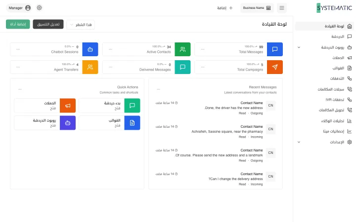 Systematic WADesk: لوحة التحكم