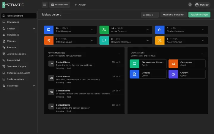 Systematic WADesk: Tableau de bord